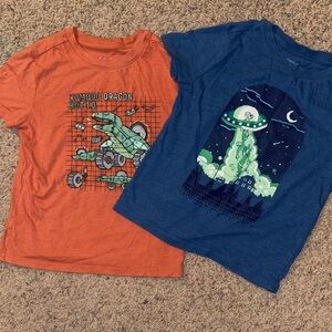 Cat & Jack Boys T-Shirt Pair Feat. Komodo Dragon Bot & an Alien - Boys Size 4/5​